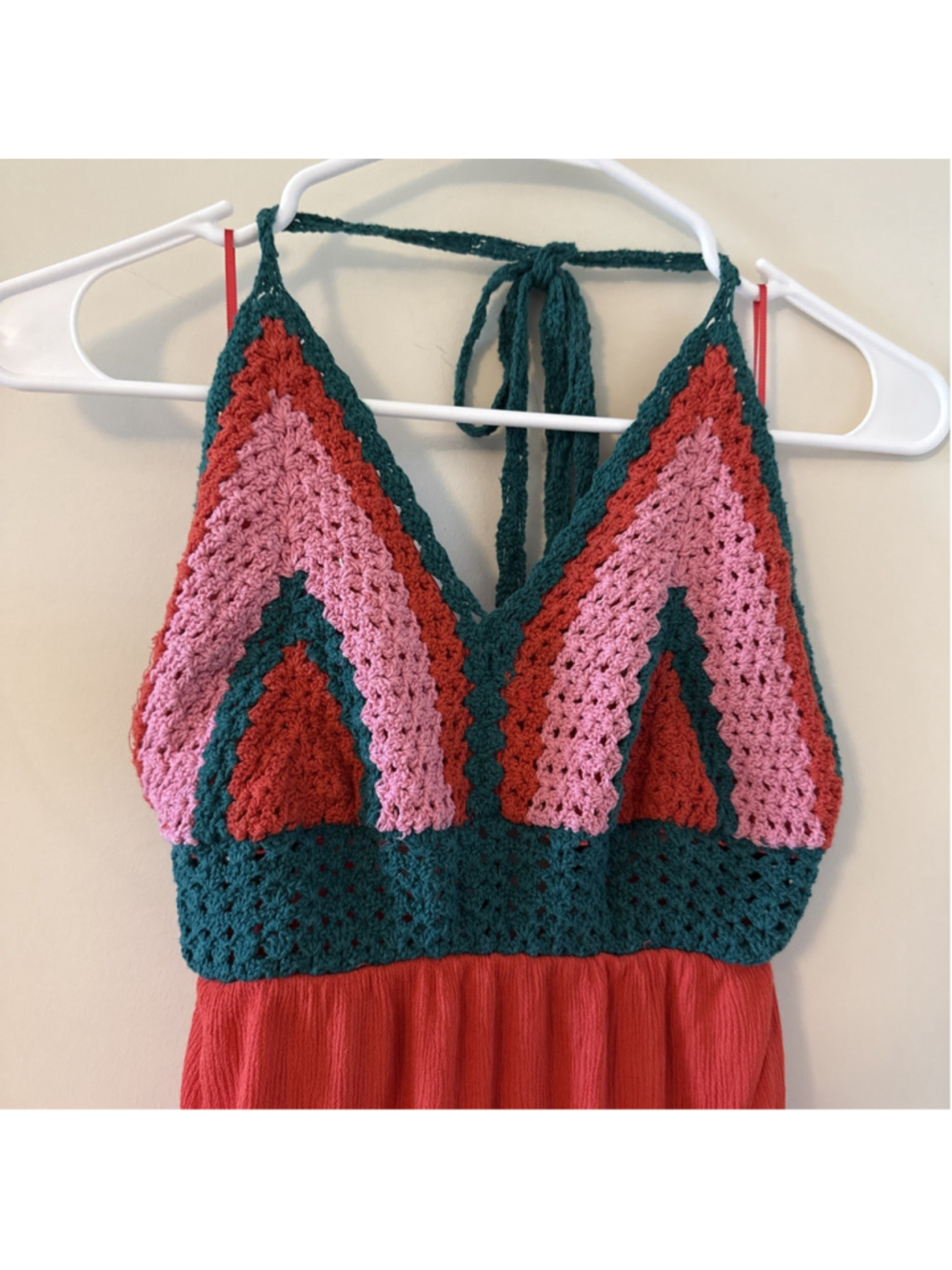 Gianni Bini Women’s Summer Boho Crochet Flowy Dress XS Lined, Festival, Halter - Picture 3 of 7
